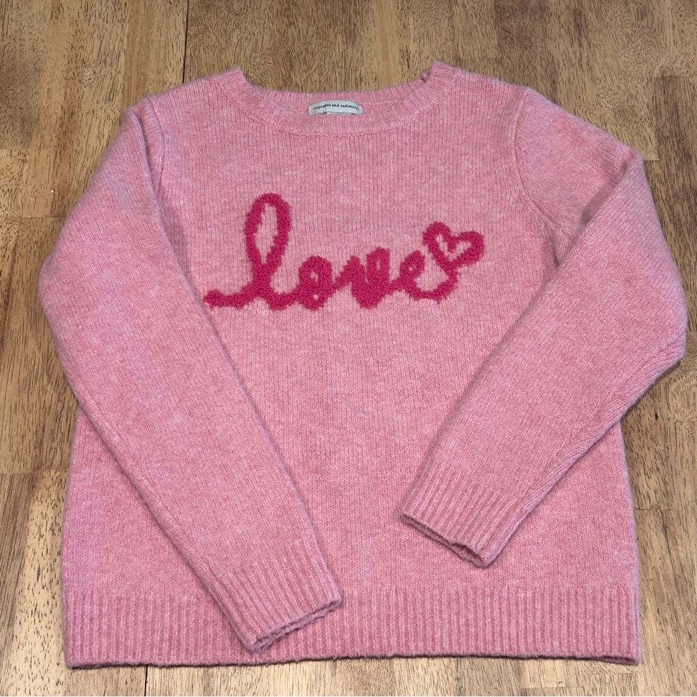 Pink "Love" Graphic Knit Sweater - Valentine's Day & Soft Girl Aesthetic Small - Picture 3 of 8